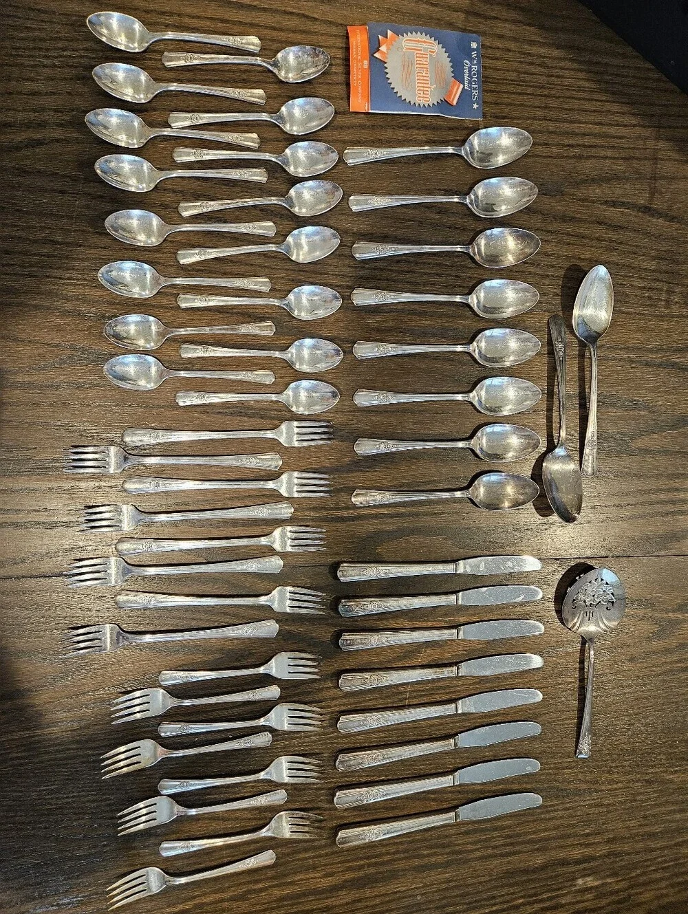 Wm Rogers Overlaid Vintage Silver Flatware Set - 51 Pieces Eith Floral Engraving